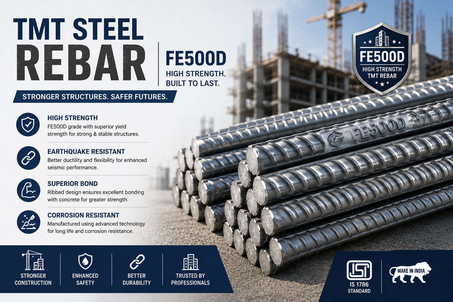 TMT Steel Rebar Fe500D